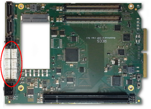 Fan connectors on an CXP baseboard